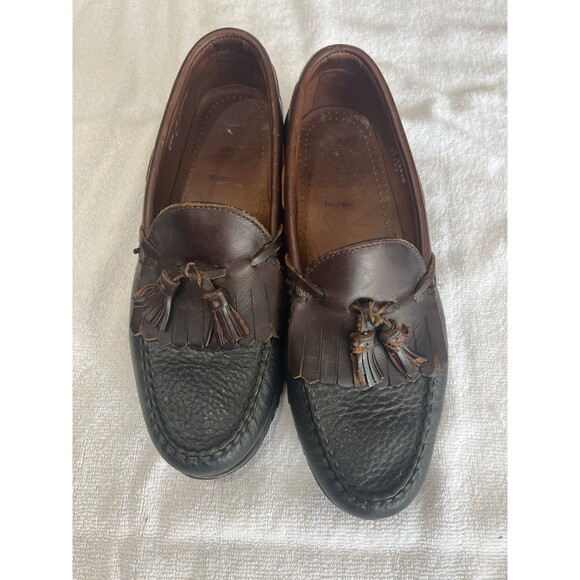 Allen Edmonds Nashua Tassel Loafer Black‎ Brown Pebbled Leather Kiltie 9.5D main image 4
